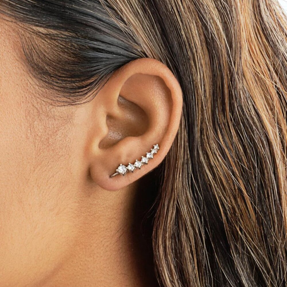 Sterling Forever Graduated CZ Crawler Earrings